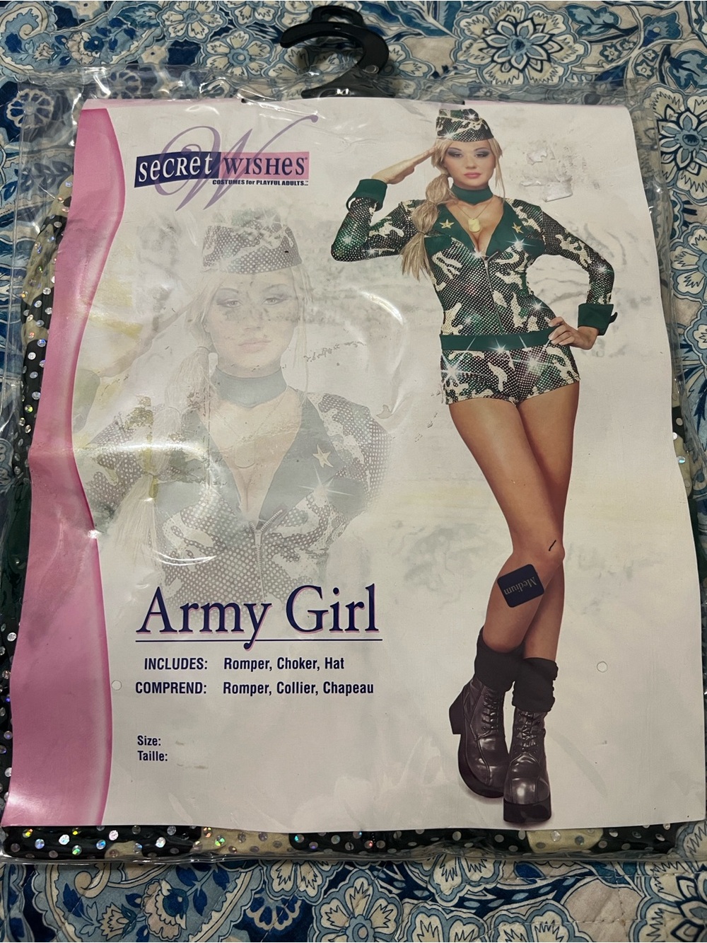 Army Girl Secret Wishes Costume Green Camo Hat and Accessories Set
